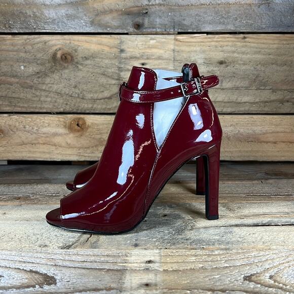 MICHAEL Michael Kors Shoes - MICHAEL Michael Kors Lawson Open Toe Leather Bootie - Burgundy - 6.5 - NWOB